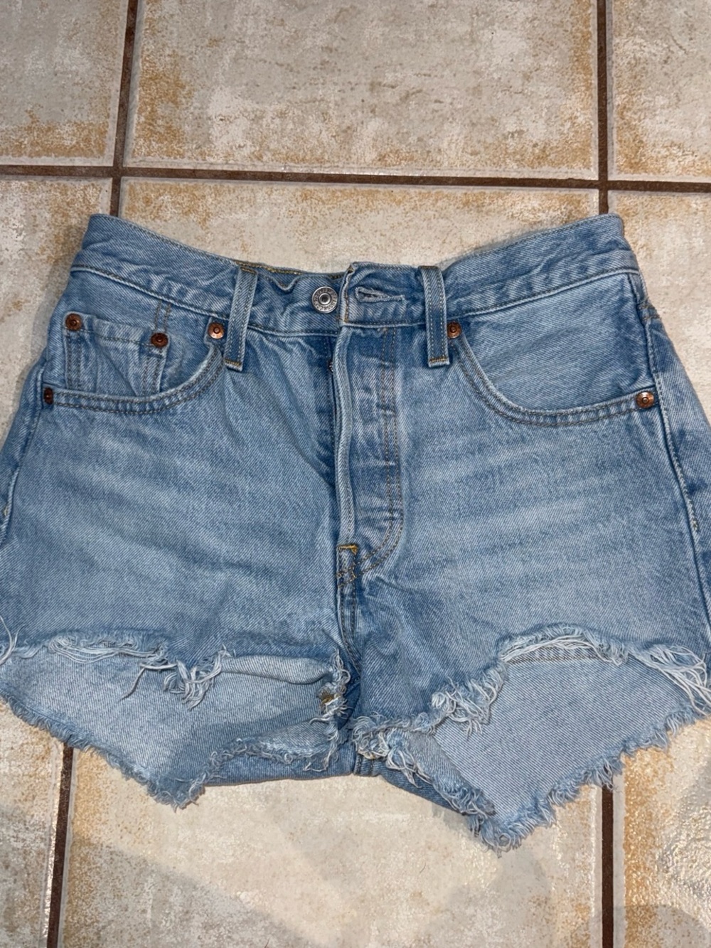 Levi's Light Blue Distressed Cutoff Denim Shorts